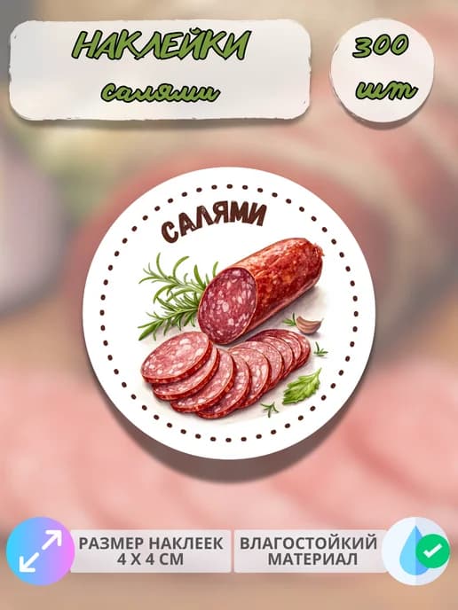 Наклейки Мясные деликатесы Домашняя салями , 300 штук