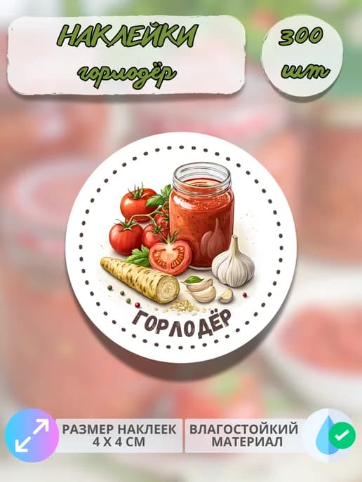Наклейки для консервации Горлодёр , 300 штук
