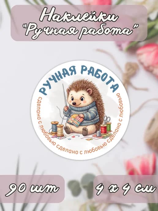 Наклейки Ручная работа Сделано с любовью шитьё, 90 штук