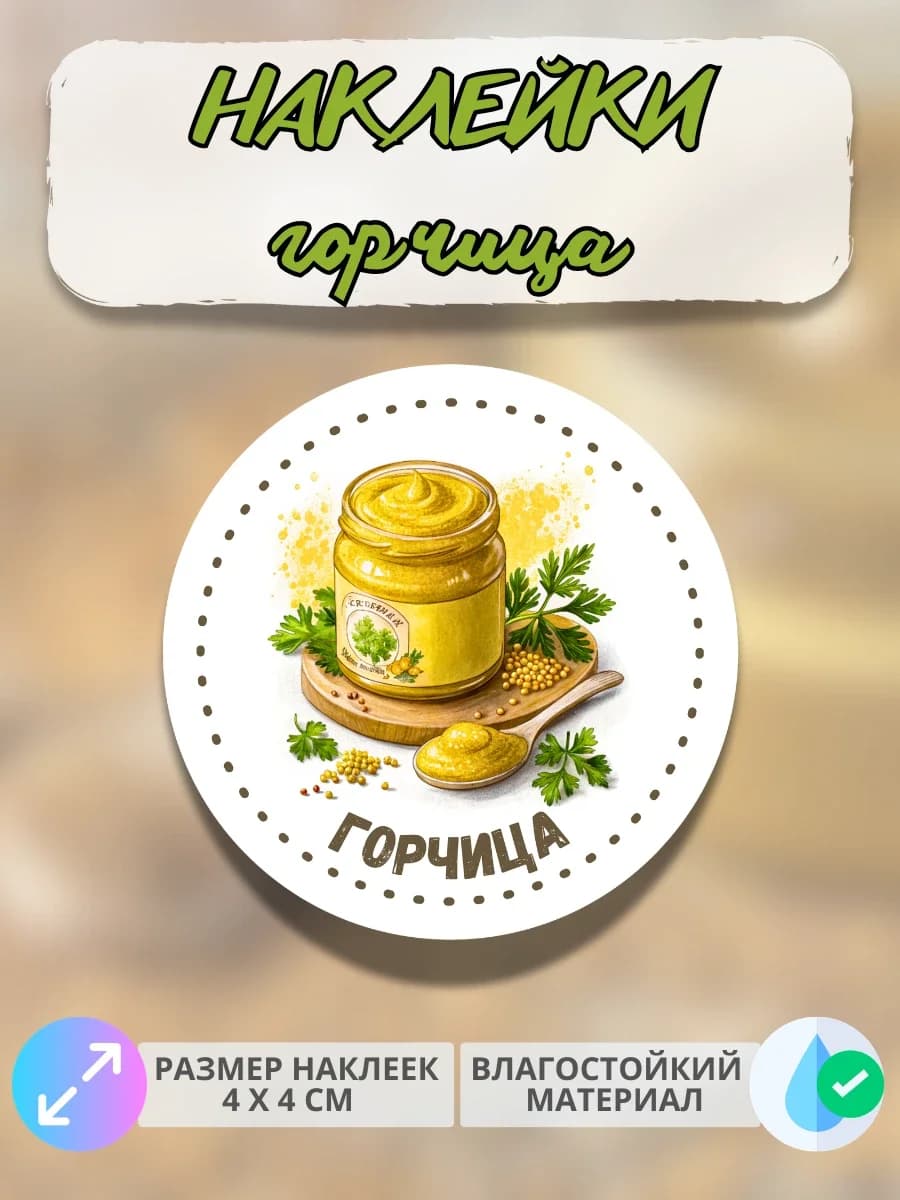 Наклейки для консервации Горчица