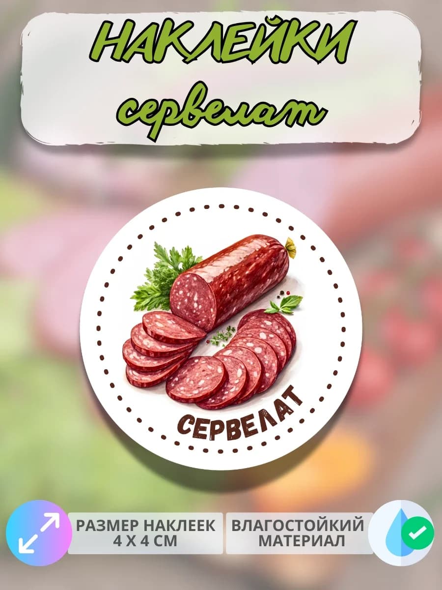 Наклейки Мясные деликатесы Домашний сервелат