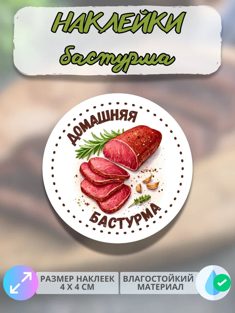 Наклейки Мясные деликатесы Домашняя бастурма