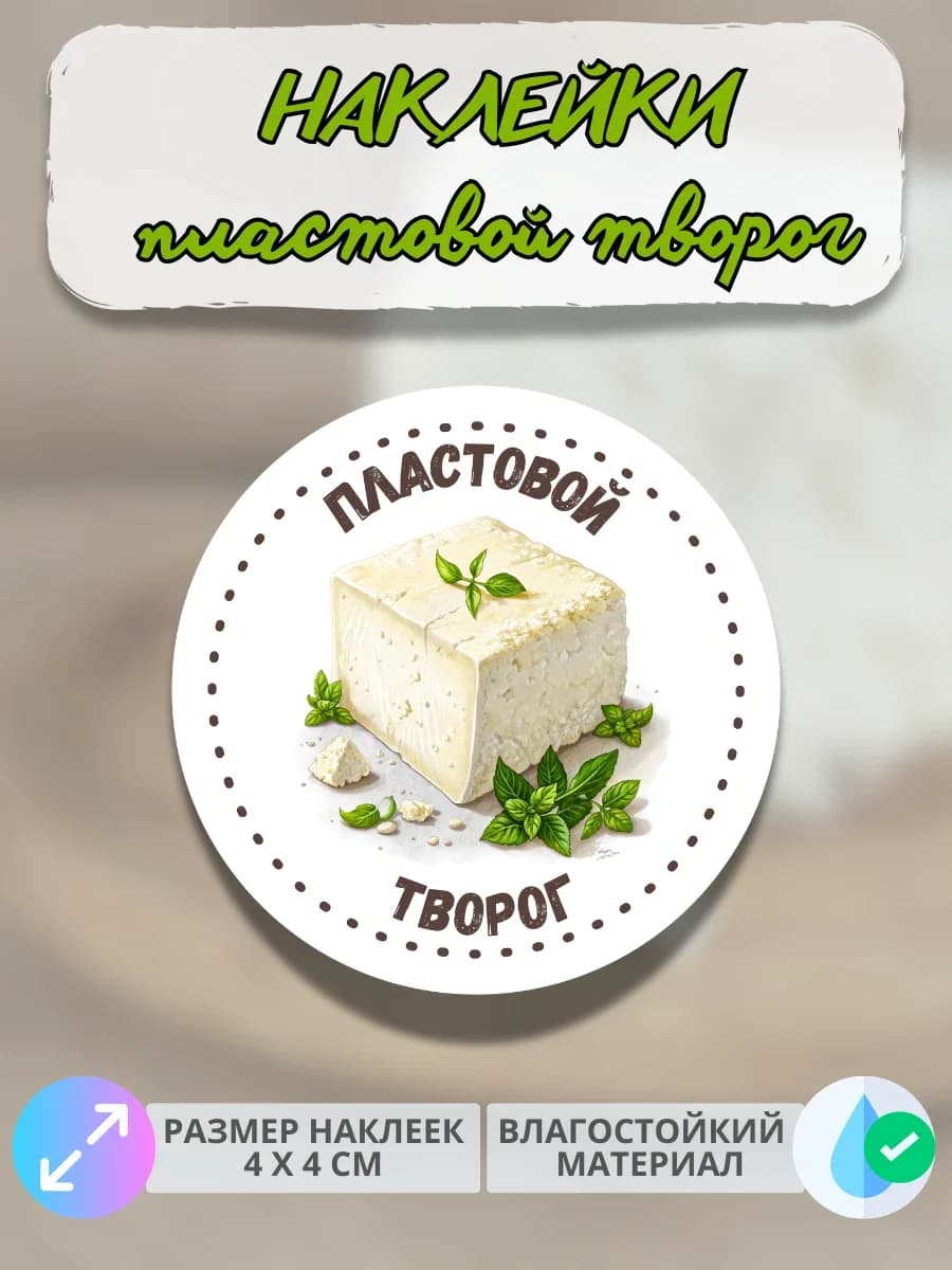 Наклейки Молочная продукция Пластовой творог