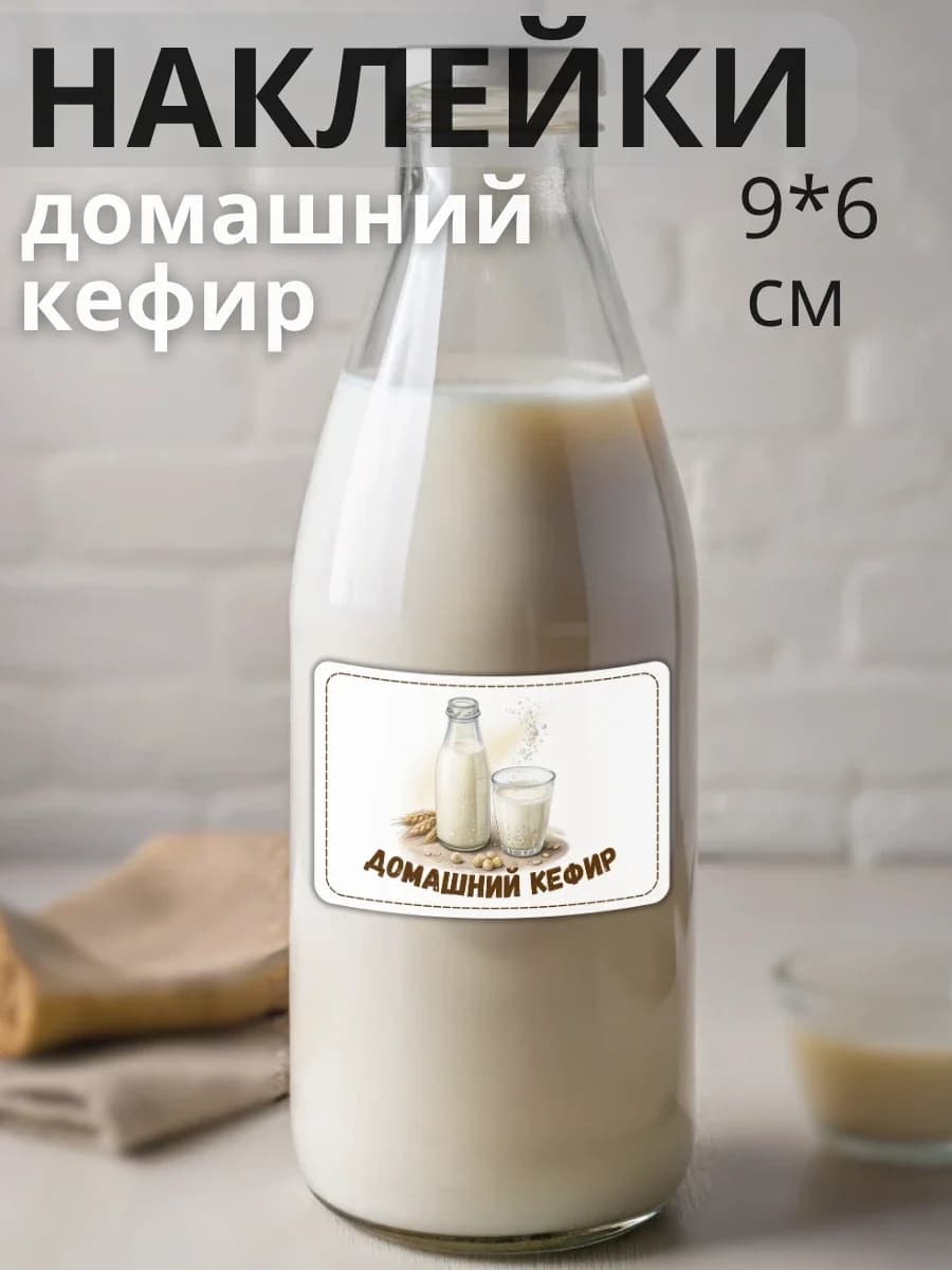 Наклейки на бутылку молочная продукция Кефир
